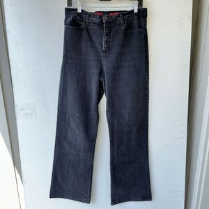 NYDJ Tummy Tuck Jeans Black Straight Leg High Rise Size 14 Made in USA